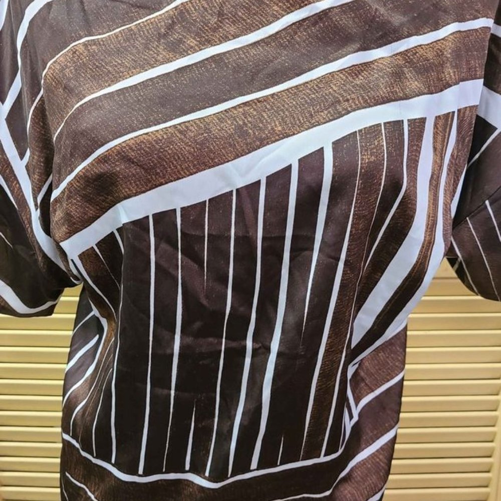 Chico's Brown Stripe Short Sleeve Top Size 0